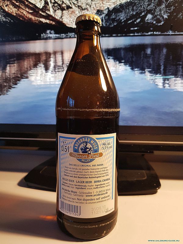 Баварское пиво - Arcobräu Moos Helles, Mooser Liesl 5,3% (seit 1567) производство в Моос, Бавария