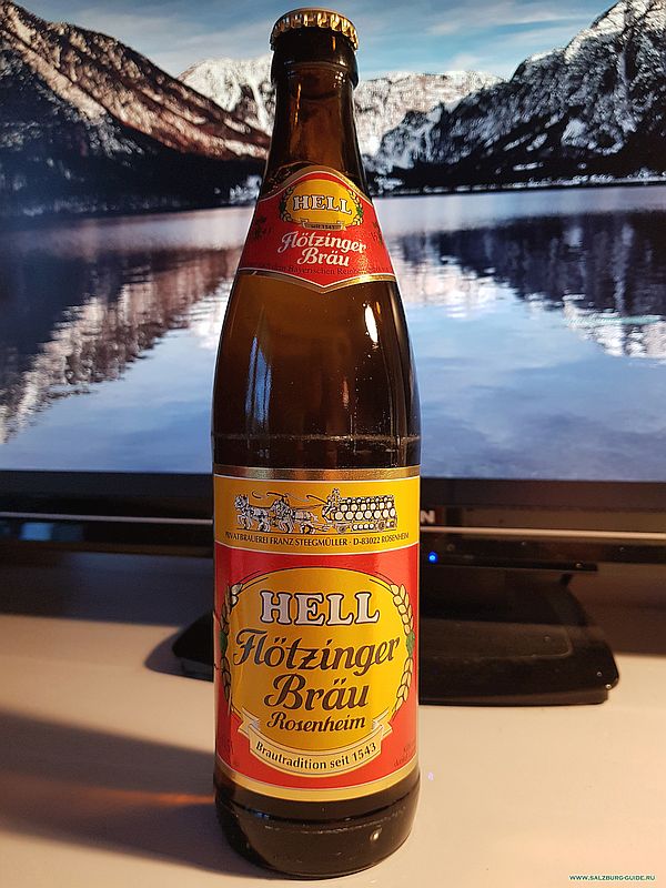 Баварское пиво Flötzinger Bräu, Hell, 5,2% (seit 1543) производство в Rosenheim, Bayern